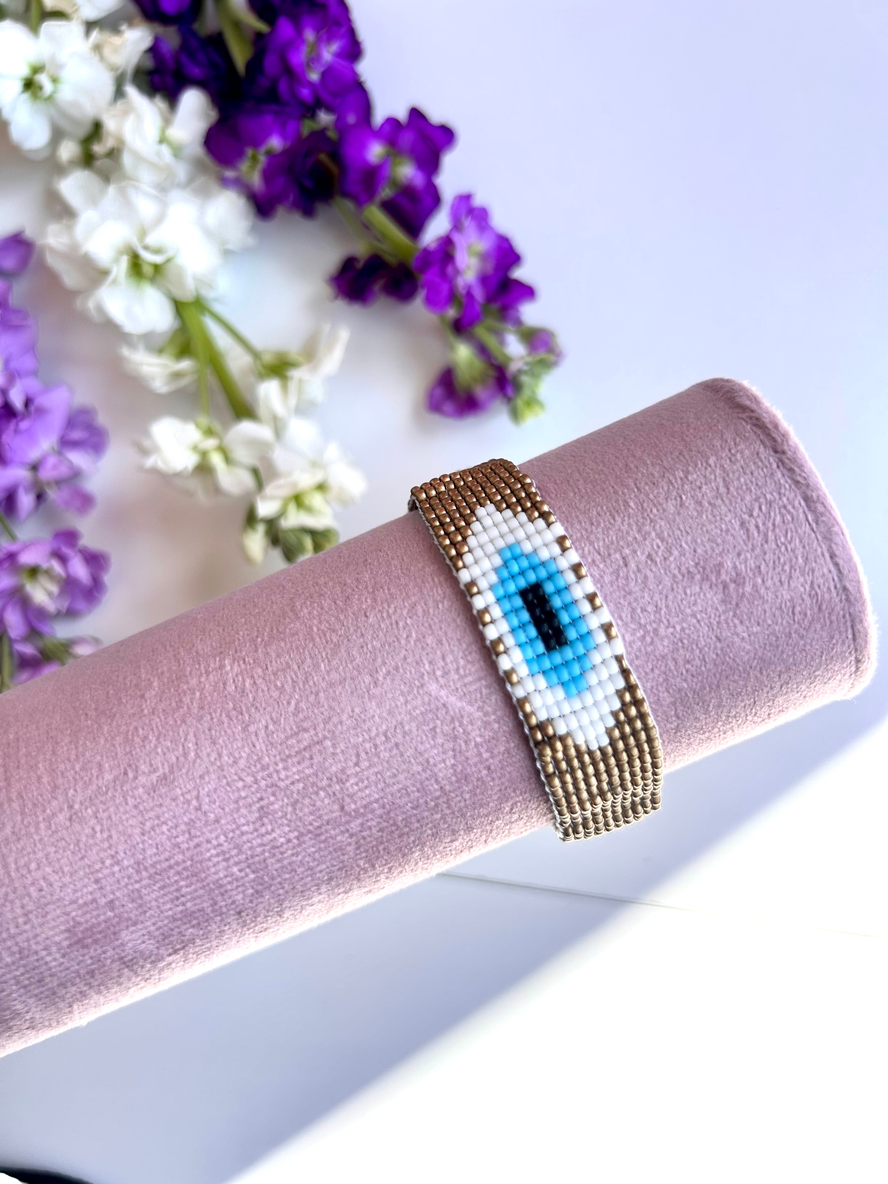 Boho Luxe Evil Eye Bracelet – Handmade Miyuki Design