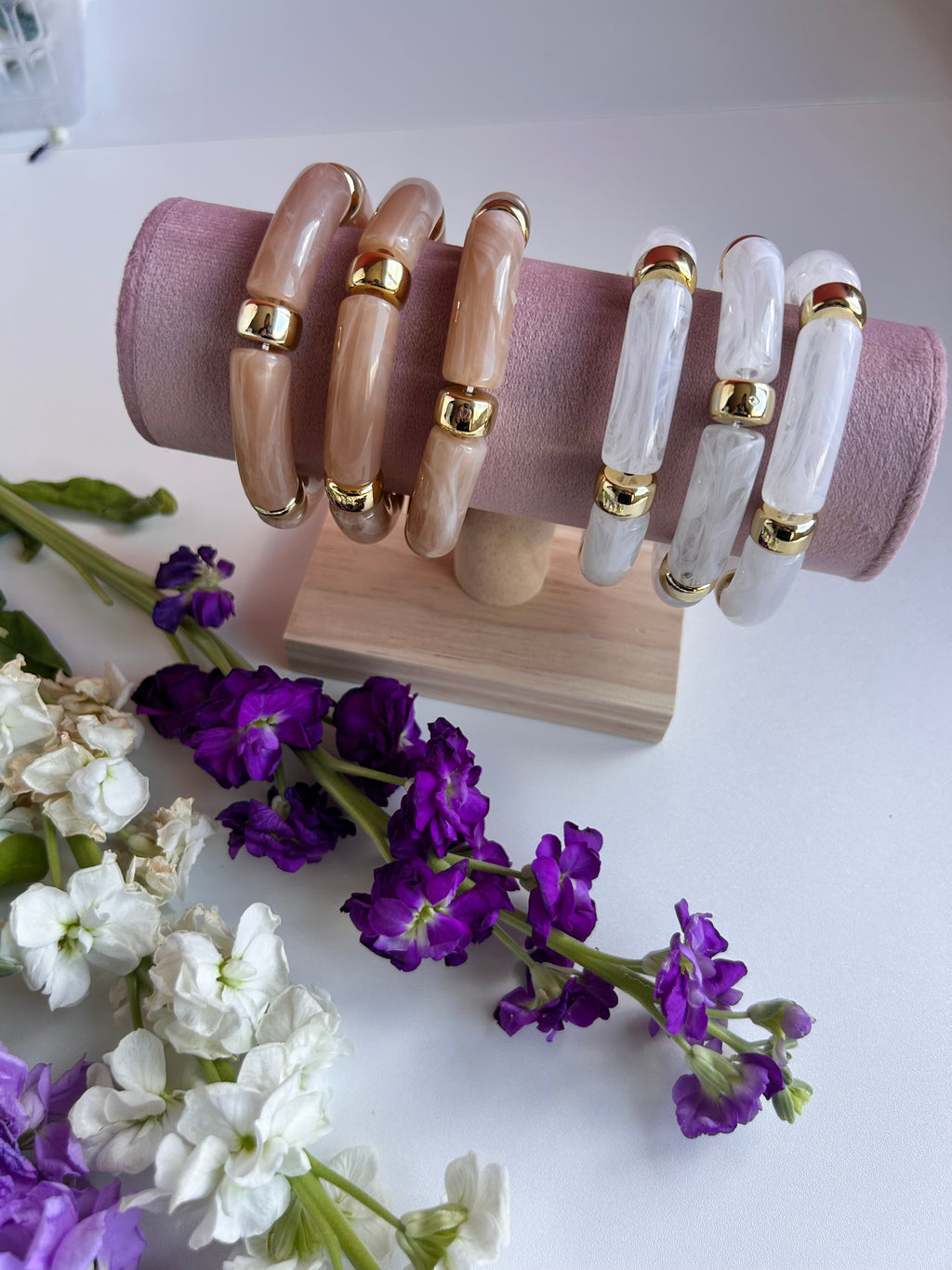 Ivory Bamboo Bracelet Set