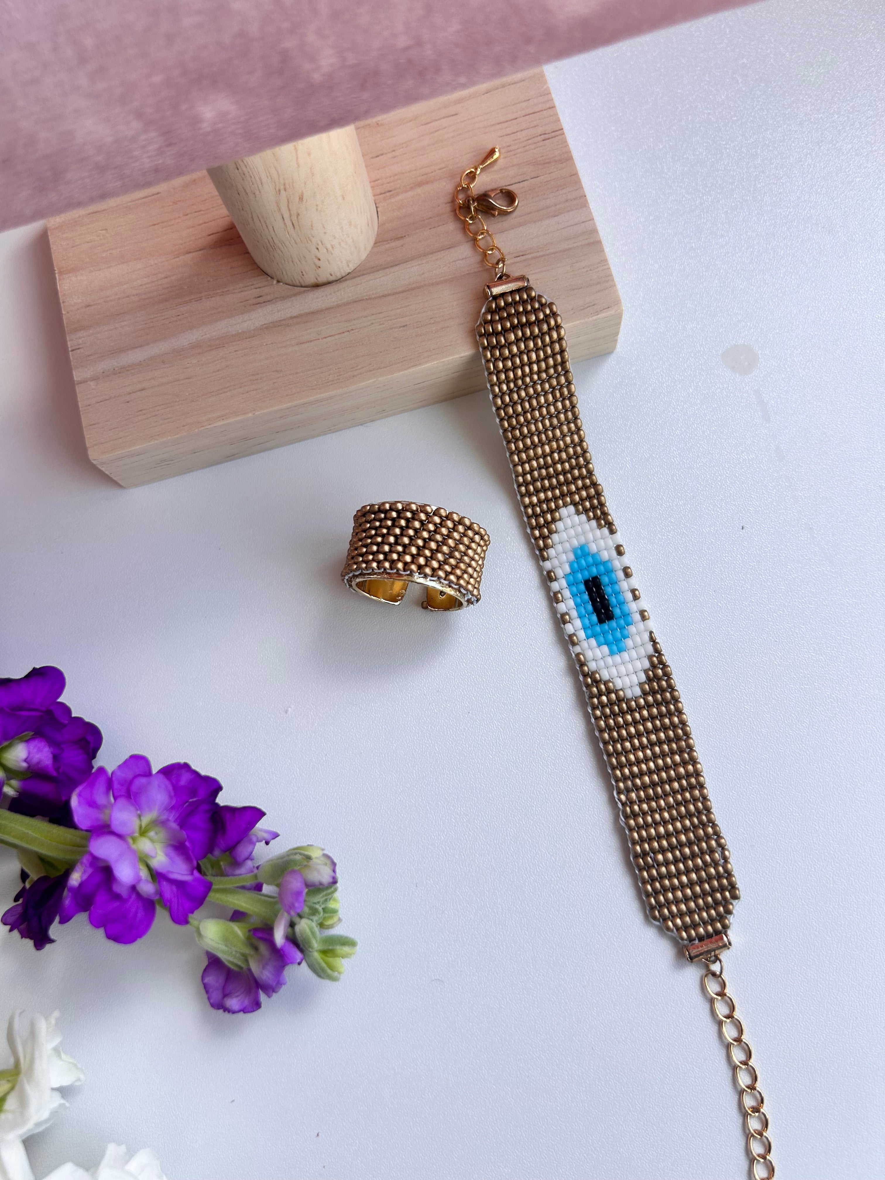Boho Luxe Evil Eye Bracelet – Handmade Miyuki Design
