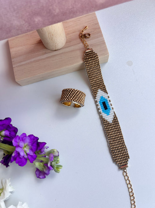 Boho Luxe Evil Eye Bracelet – Handmade Miyuki Design