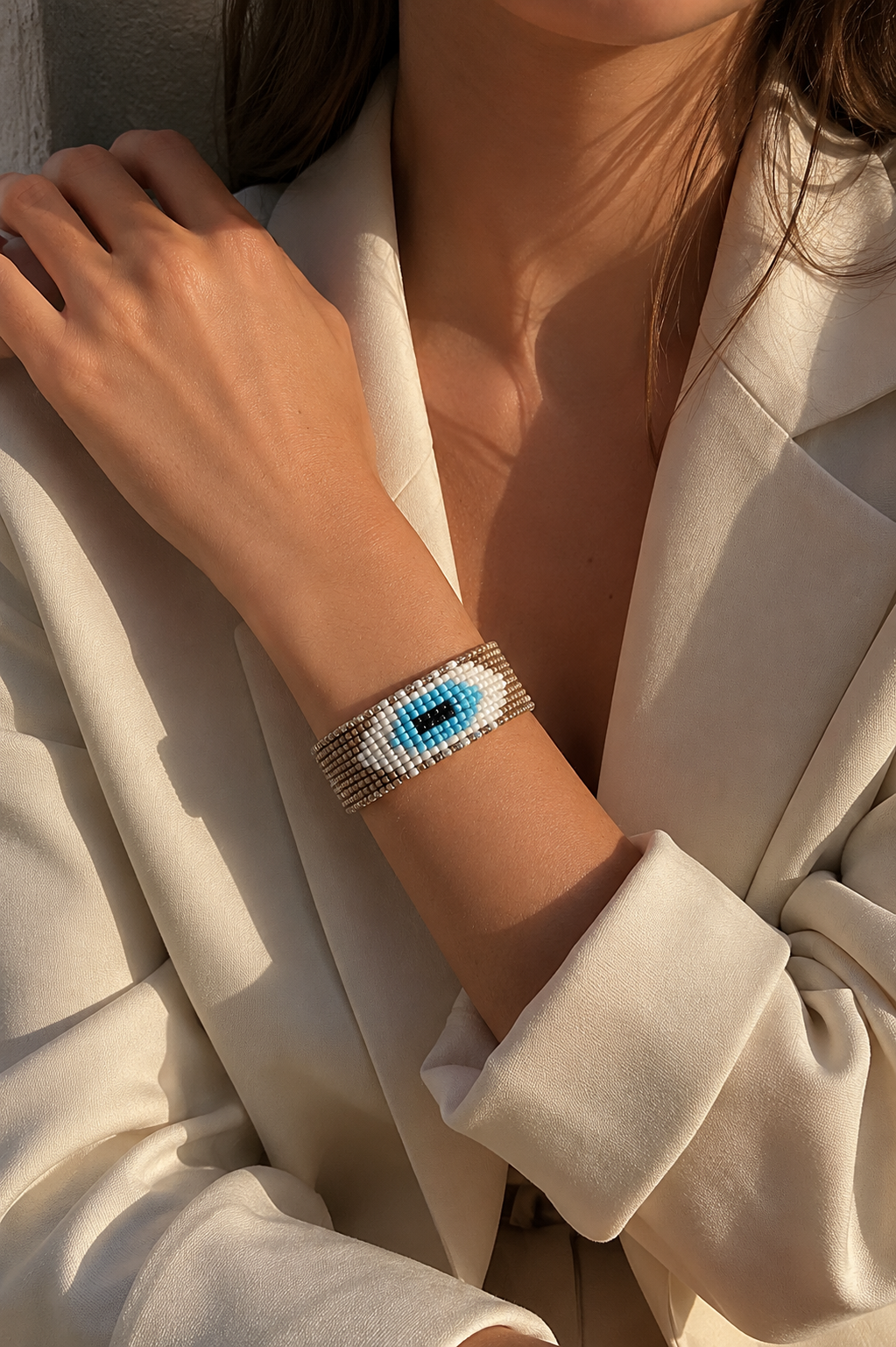 Boho Luxe Evil Eye Bracelet – Handmade Miyuki Design